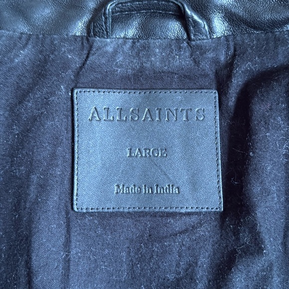 All Saints Cora Leather Snap Back Collar Jacket - Picture 5 of 8